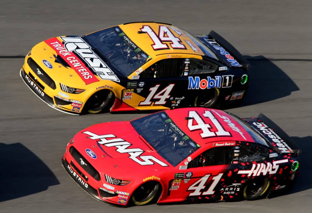 NASCAR cars on racetrack